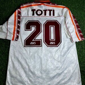 Totti As Roma Asics 1995 1996 Away Soccer Jersey L